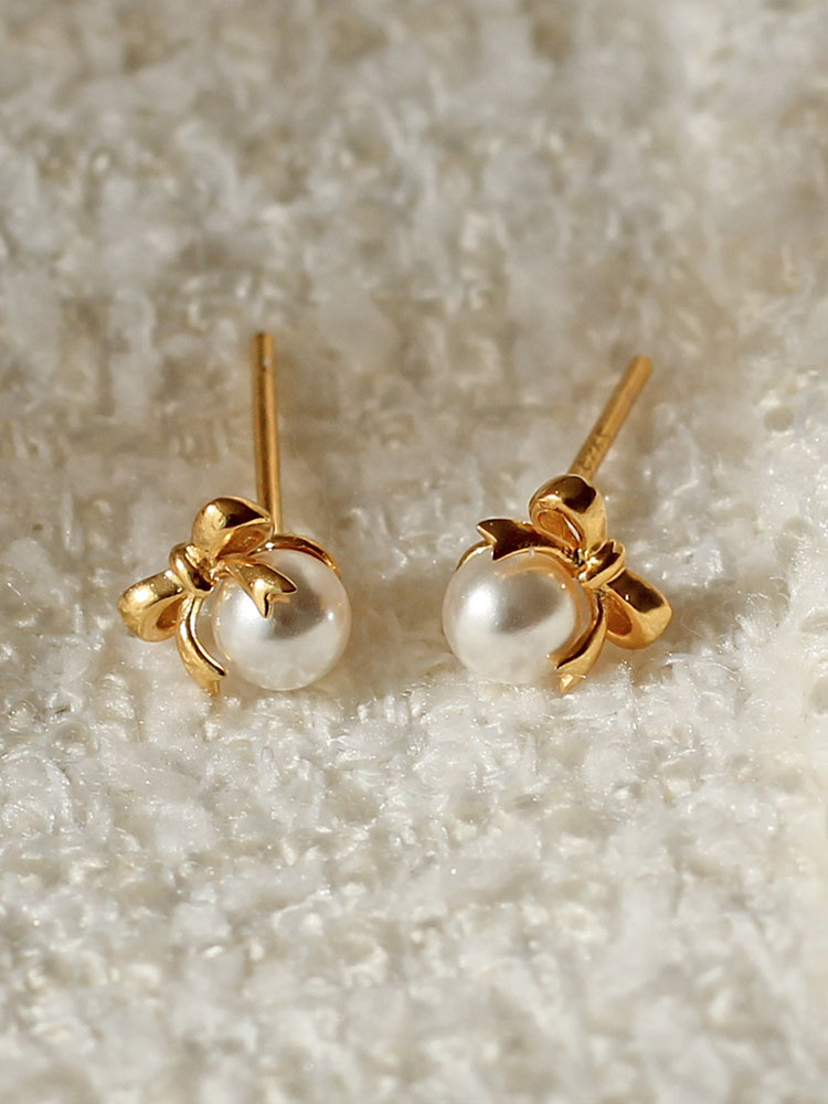 925 silver petit ribbon pearl earring (스왈진주)