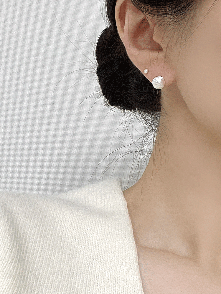 925 silver matt cotton ball earring
