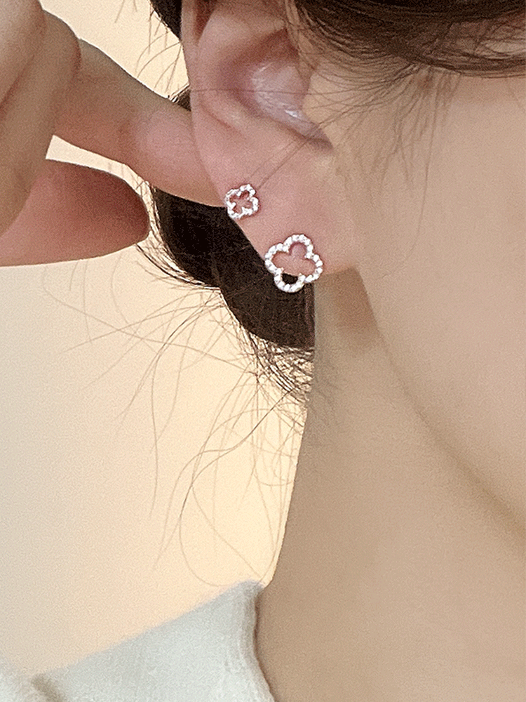 925 silver cubic clover earring (s/m)
