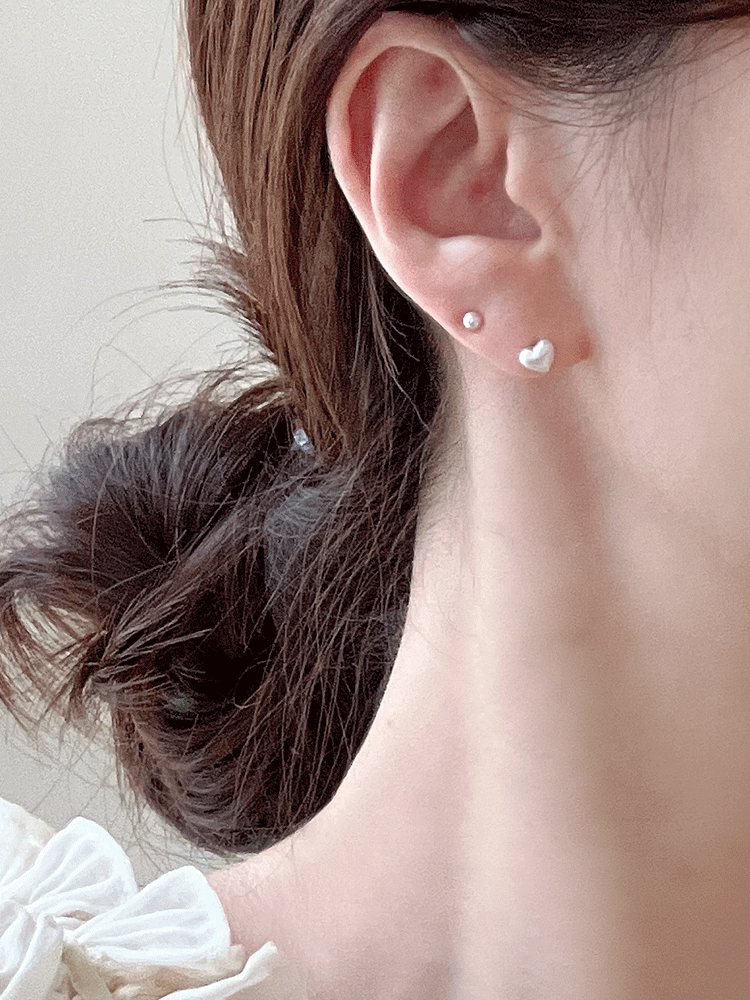 [*72h할인] 925 silver powdery heart earring