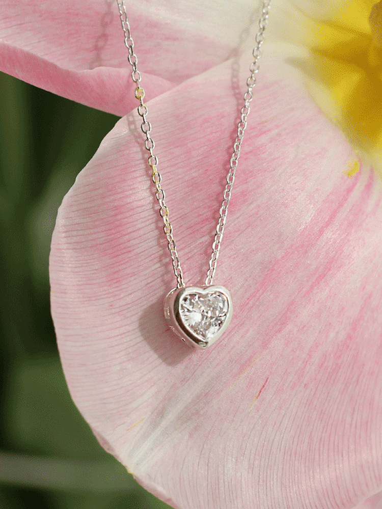 925 silver shine heart cubic necklace