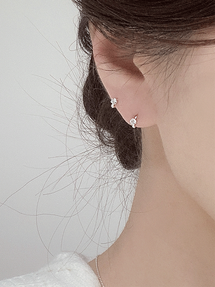 925 silver mini cubic one-touch earring (원터치)