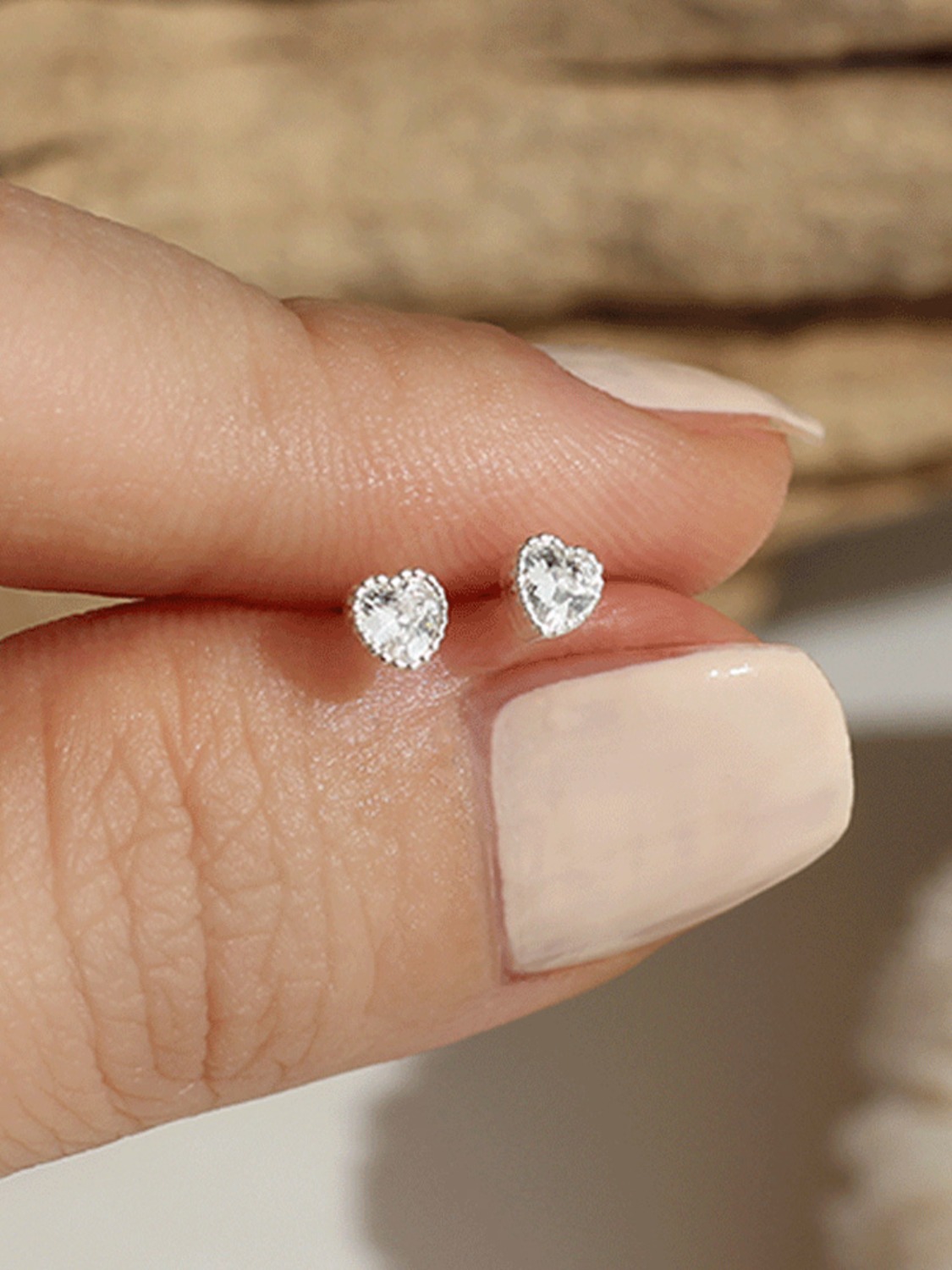 925 silver mini cubic heart earring (white)