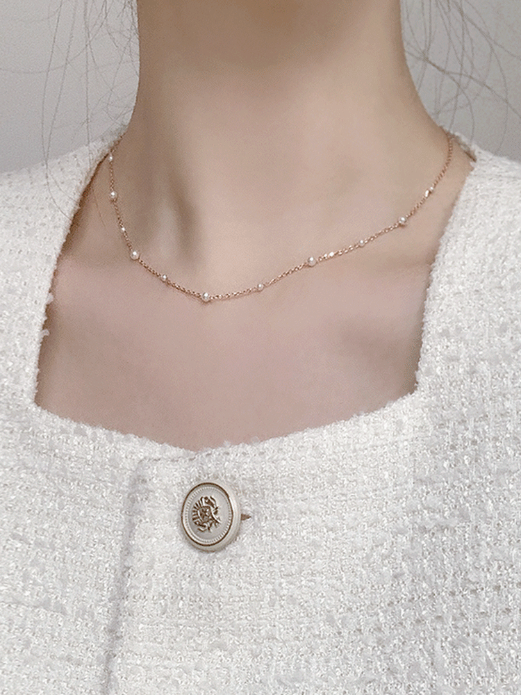 [*소량오픈] 925 silver daily pearl necklace (스왈진주)