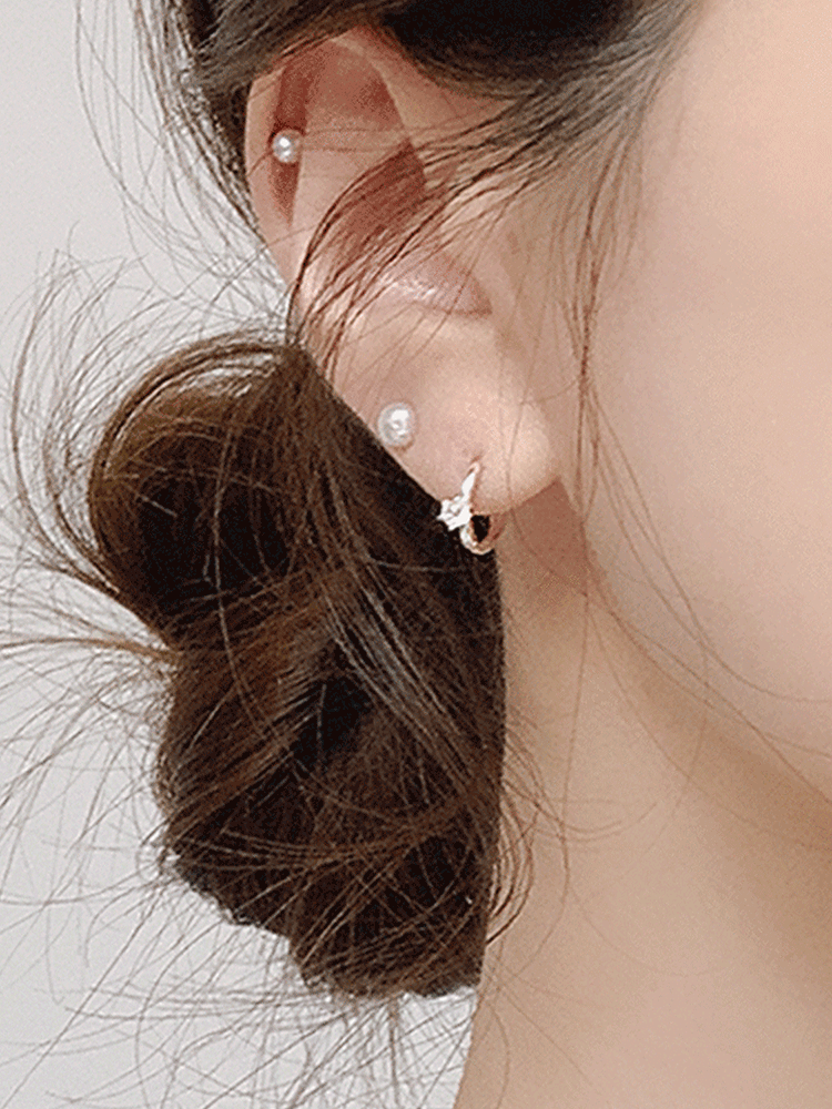 925 silver 3mm cubic one-touch earring (원터치)