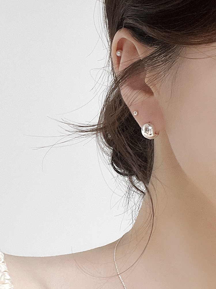 925 silver 10mm ball one-touch earring (원터치) (14k gold plating)