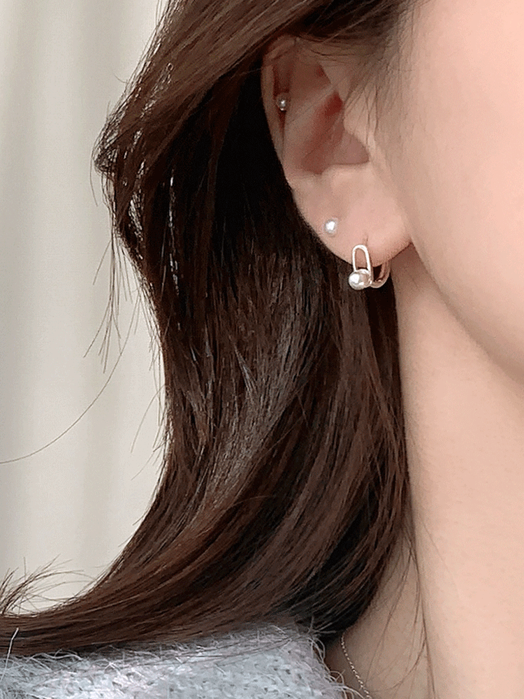 925 silver code pearl one-touch earring (원터치/스왈진주)