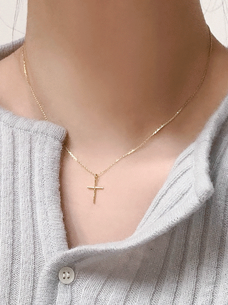 925 silver simple cross necklace