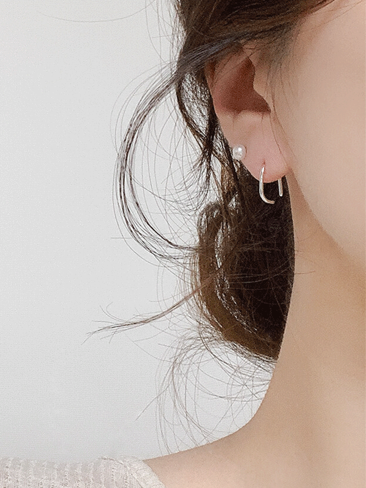 925 silver link earring (2colors)