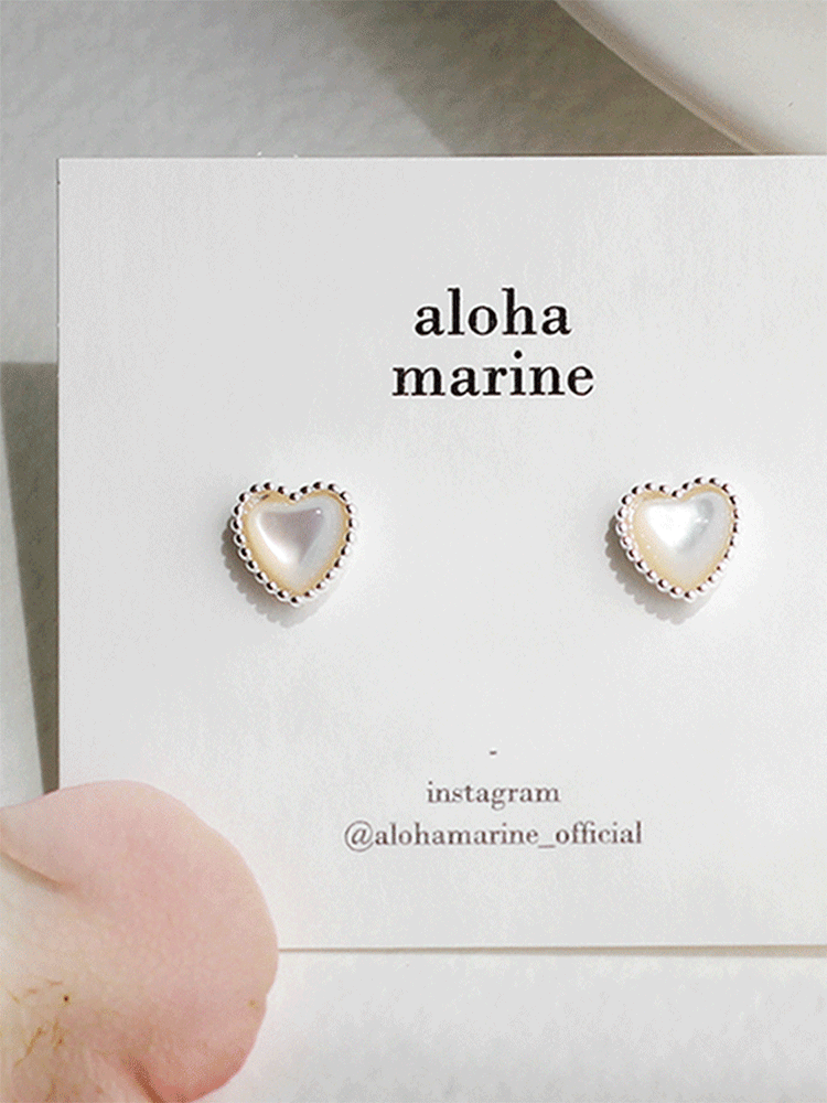 925 silver pure heart pearl earring (자개)