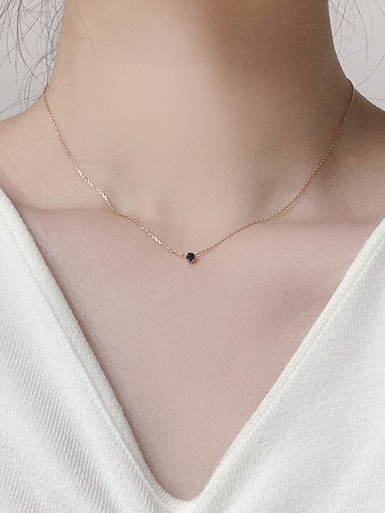 925 silver mini black cubic necklace [+14k rose gold plating] (시그니티큐빅)