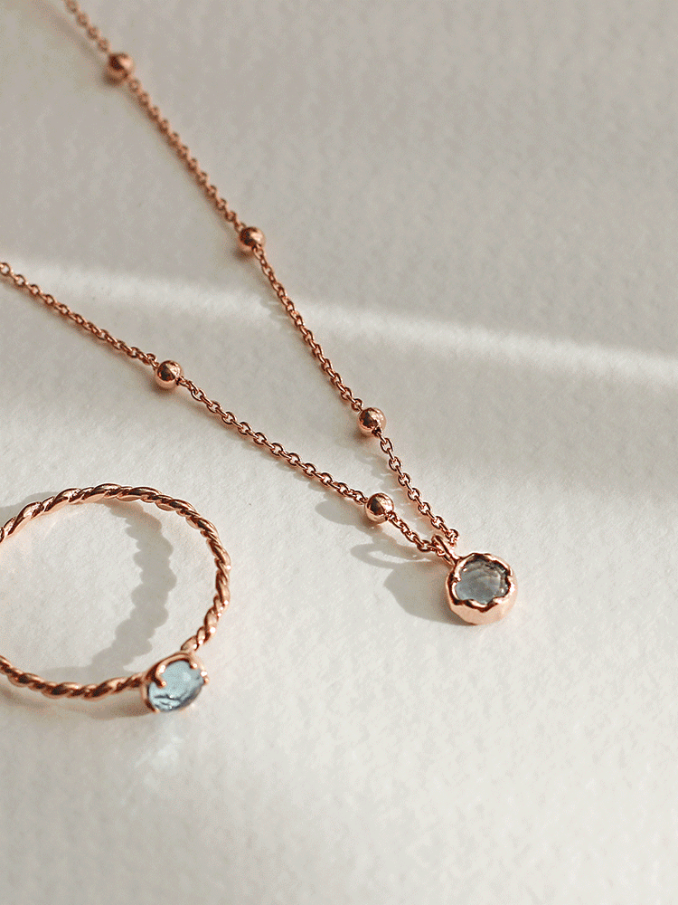 925 silver aquamarine necklace (아쿠아마린/이태리체인)
