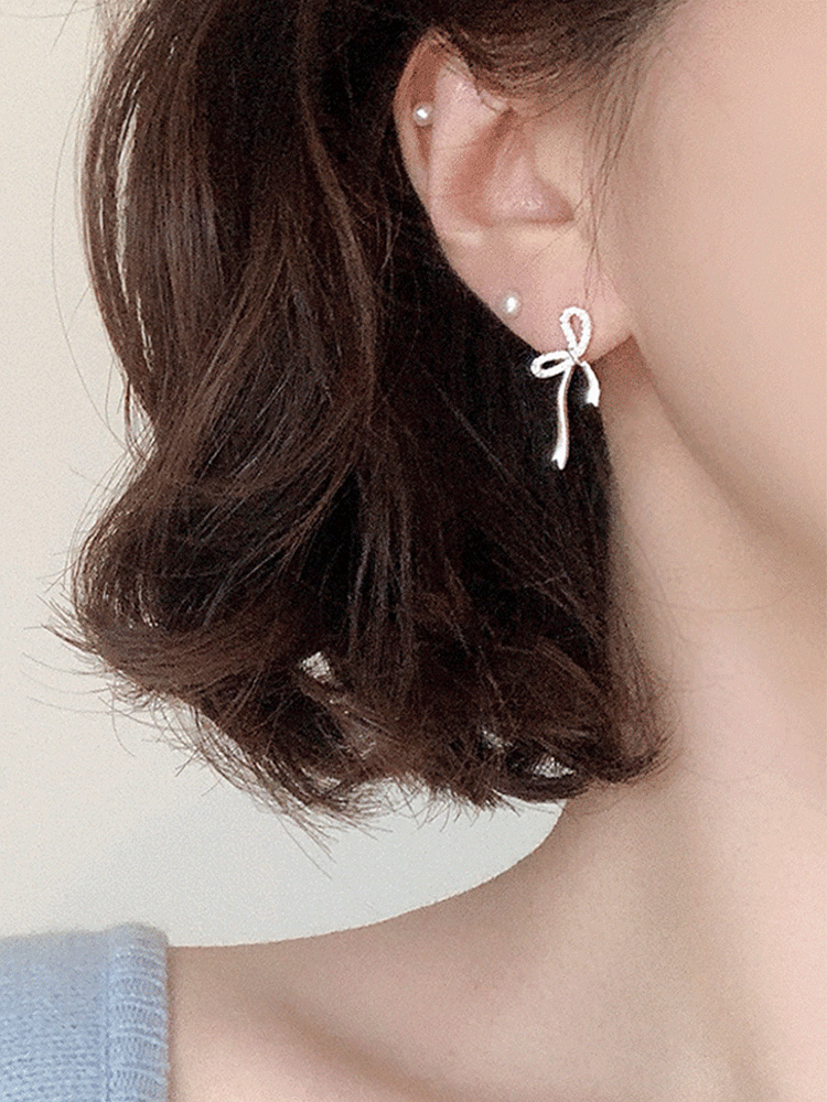 [*주문폭주] 925 silver cubic long ribbon earring