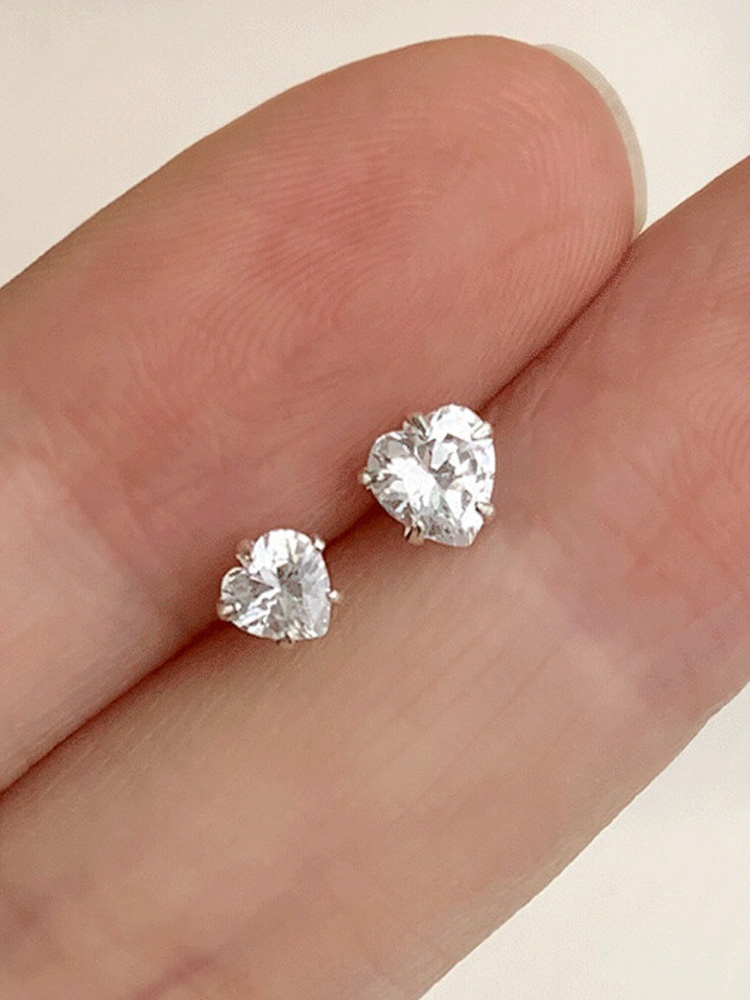 925 silver heart cubic earring (4/5mm)