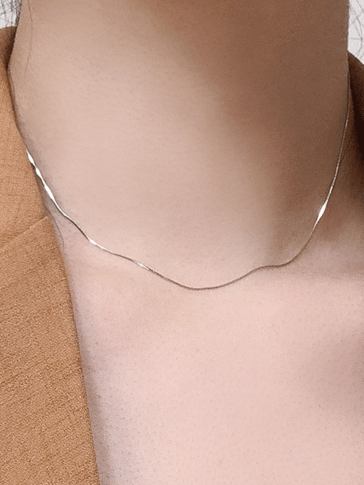 925 silver glossy chain necklace (3colors)
