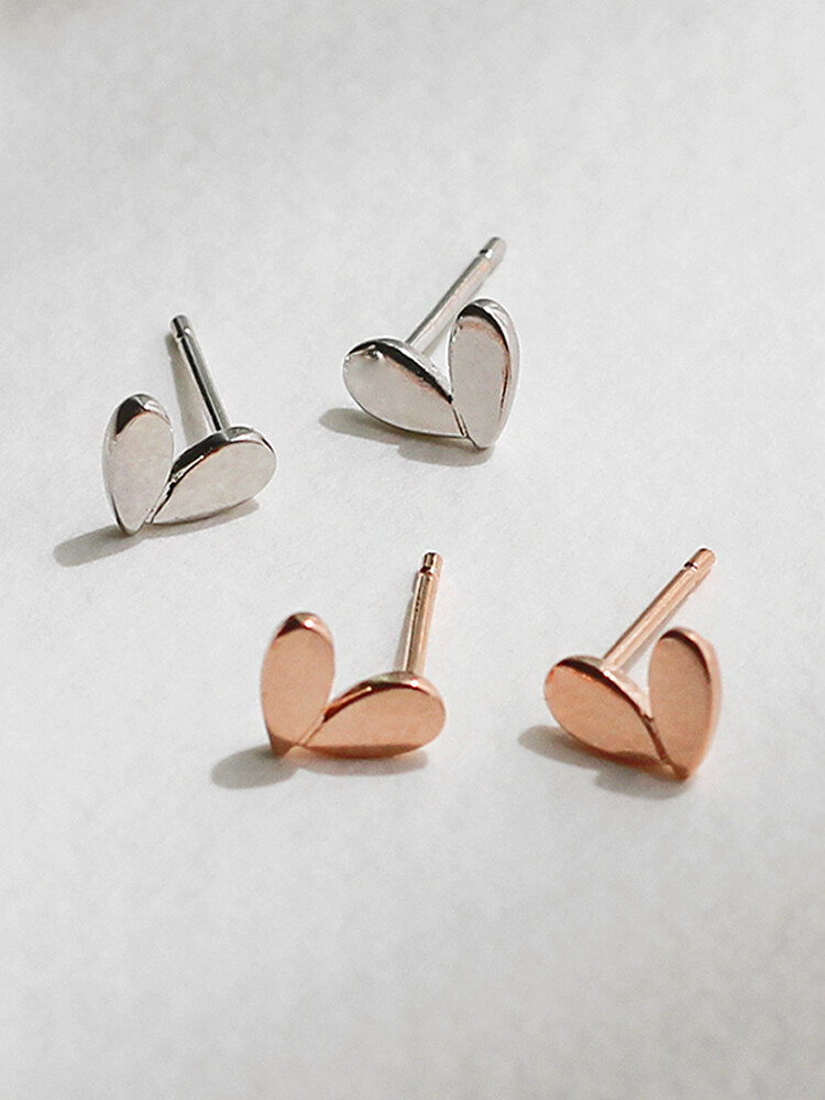 925 silver leaf heart earring (2colors)