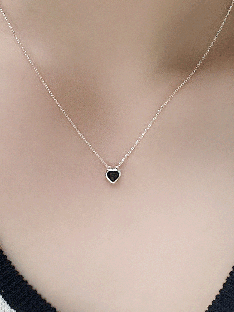925 silver shine onyx heart necklace