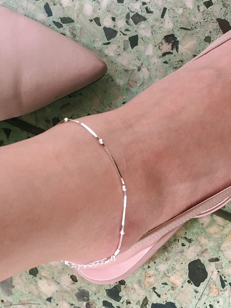 925 silver mini ball silk chain anklet (발찌)