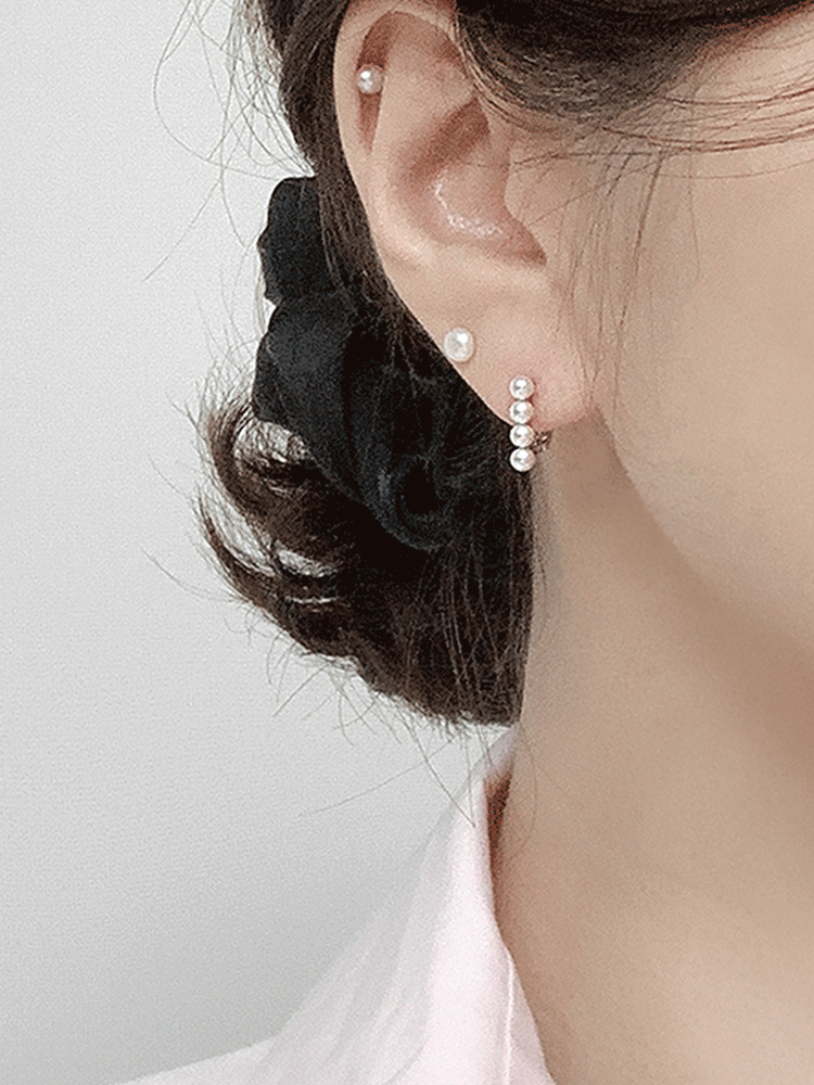925 silver 4 pearl one-touch earring (스왈진주/원터치)