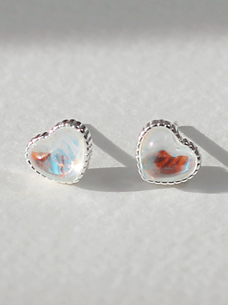925 silver gloss heart earring (m size)