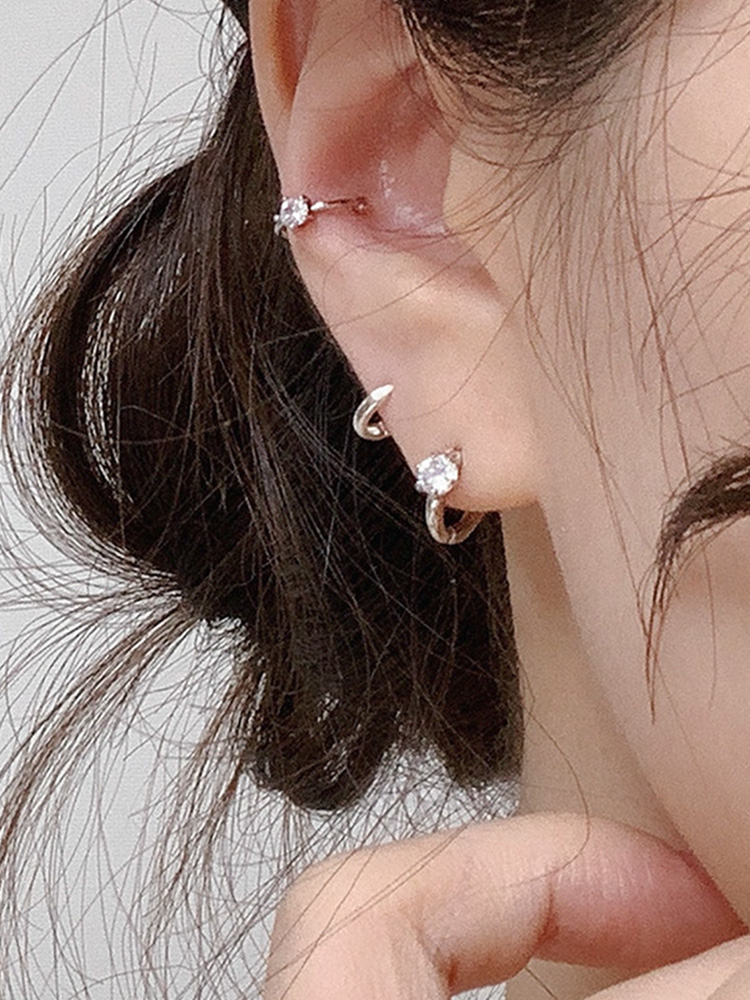 925 silver basic cubic one-touch earring (원터치) 6차