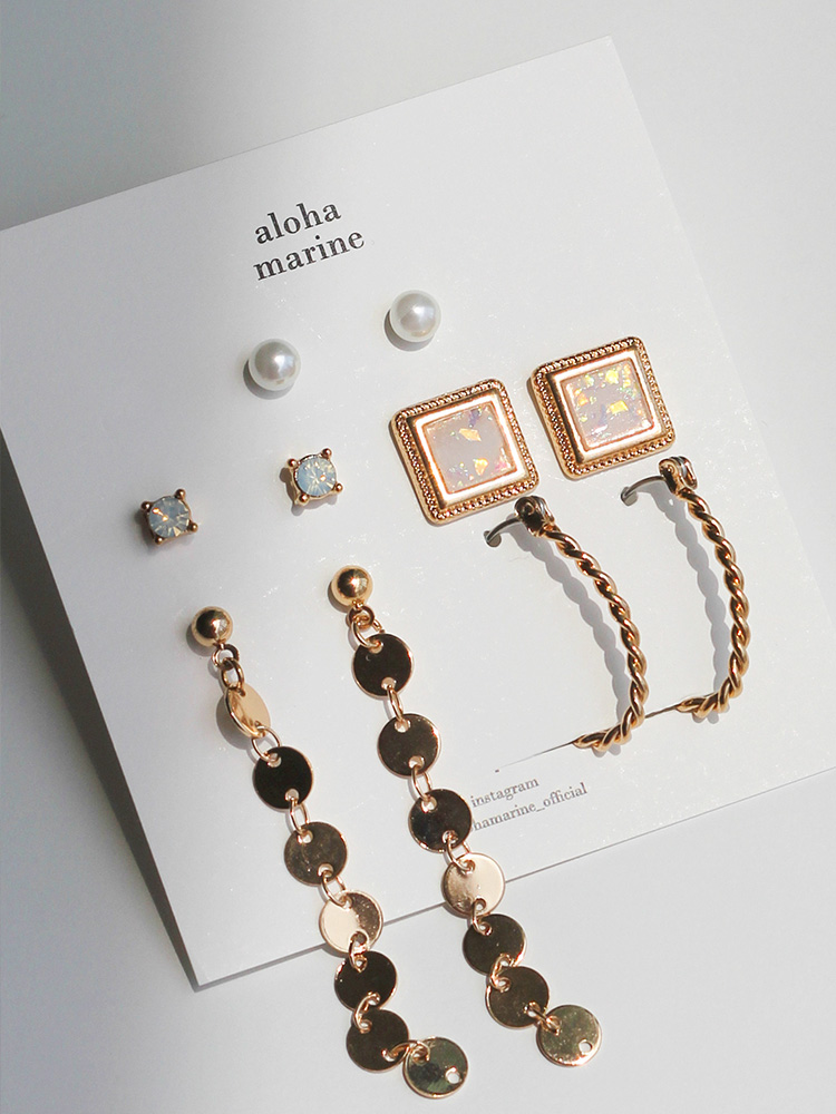 [클리어런스세일 ~up to 50%] perfume gold earring set (5sets)