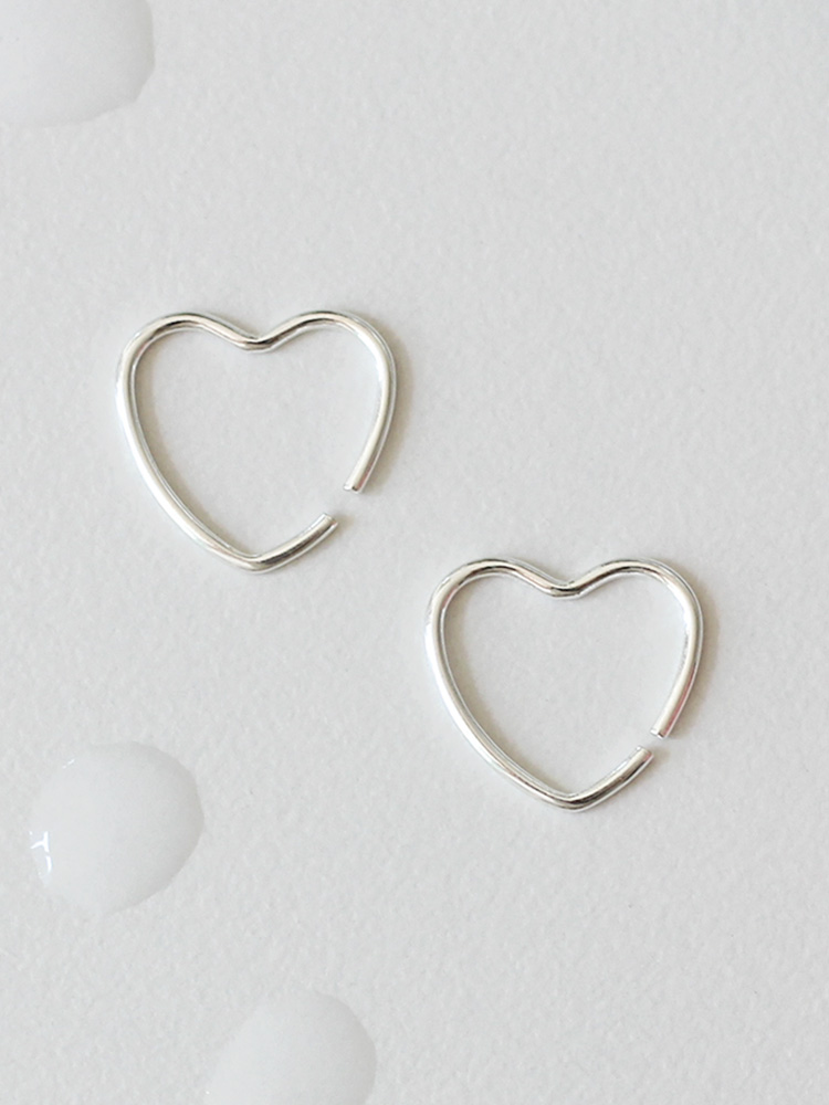 925 silver heart line earring