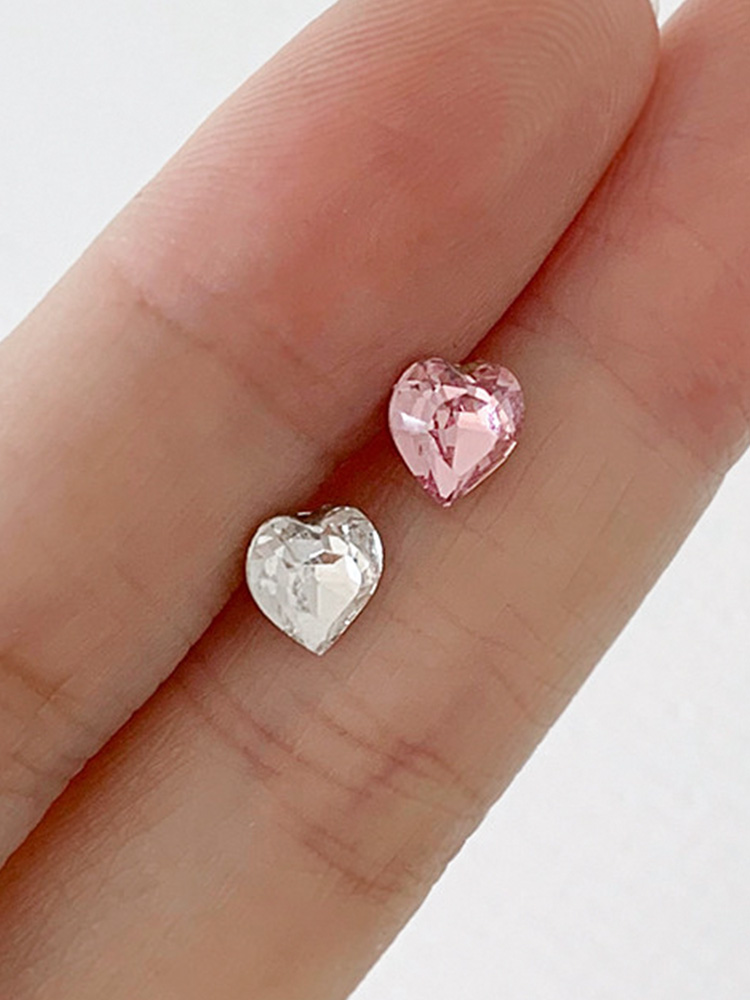 925 silver heart crystal piercing (1pc/스왈크리스탈)(피어싱)