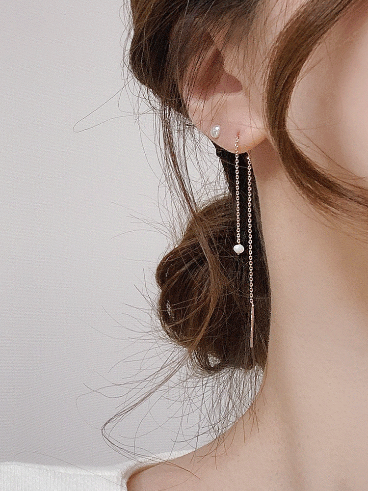 925 silver mini fresh pearl drop earring (담수진주)
