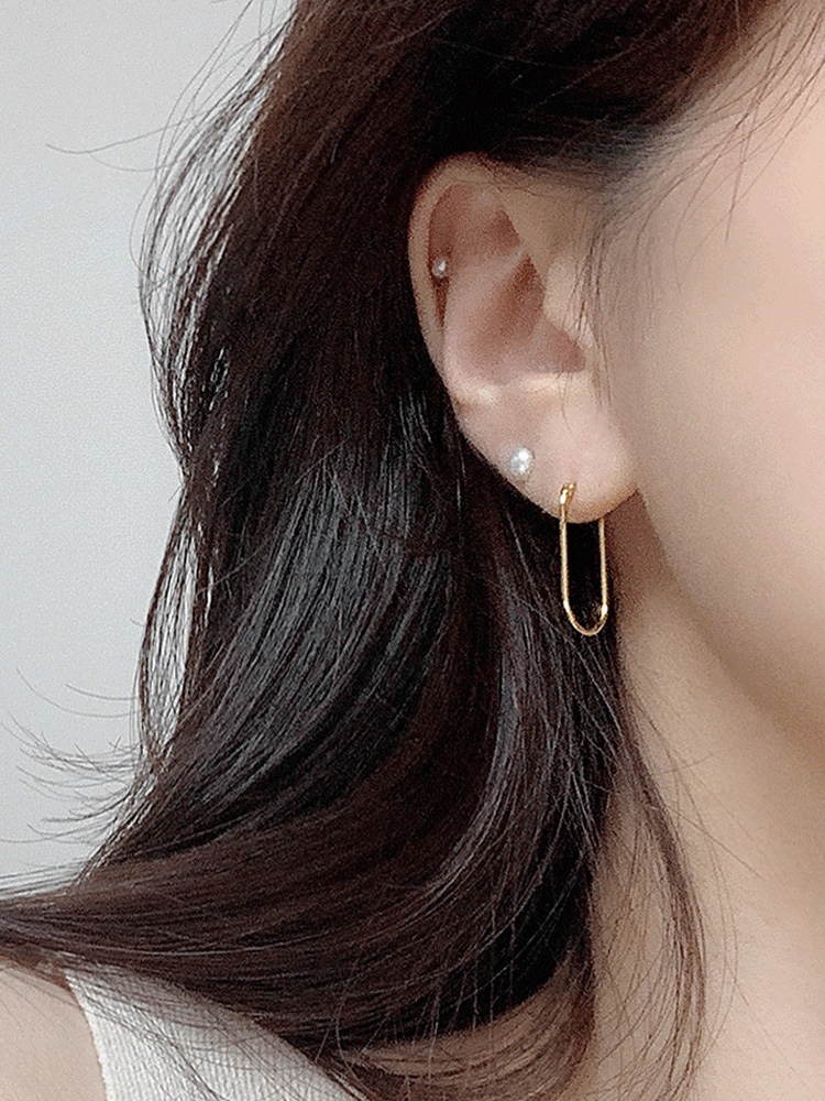 925 silver oval one-touch earring (원터치)