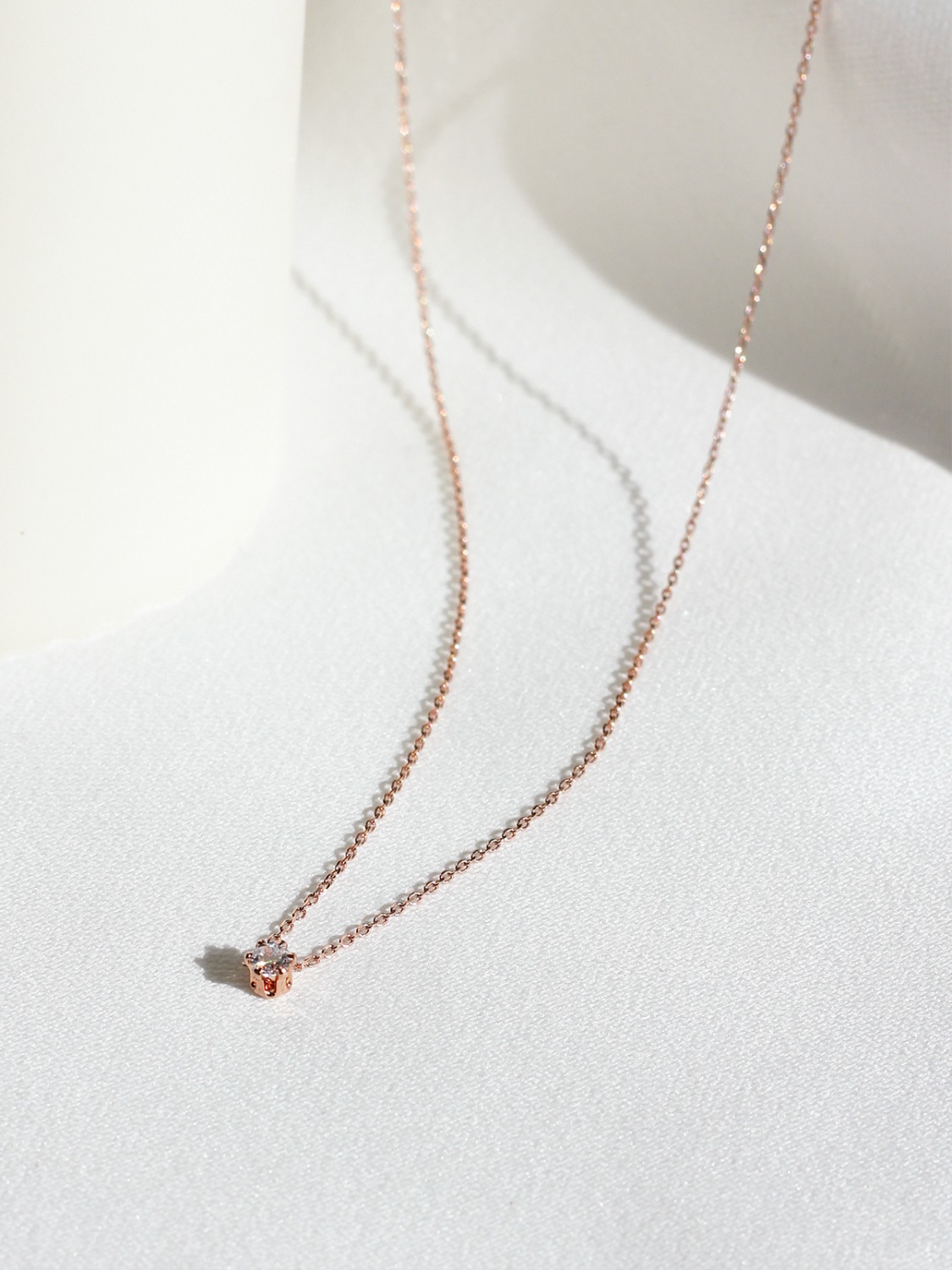 925 silver mini cubic necklace (rose gold) (시그니티) 12차