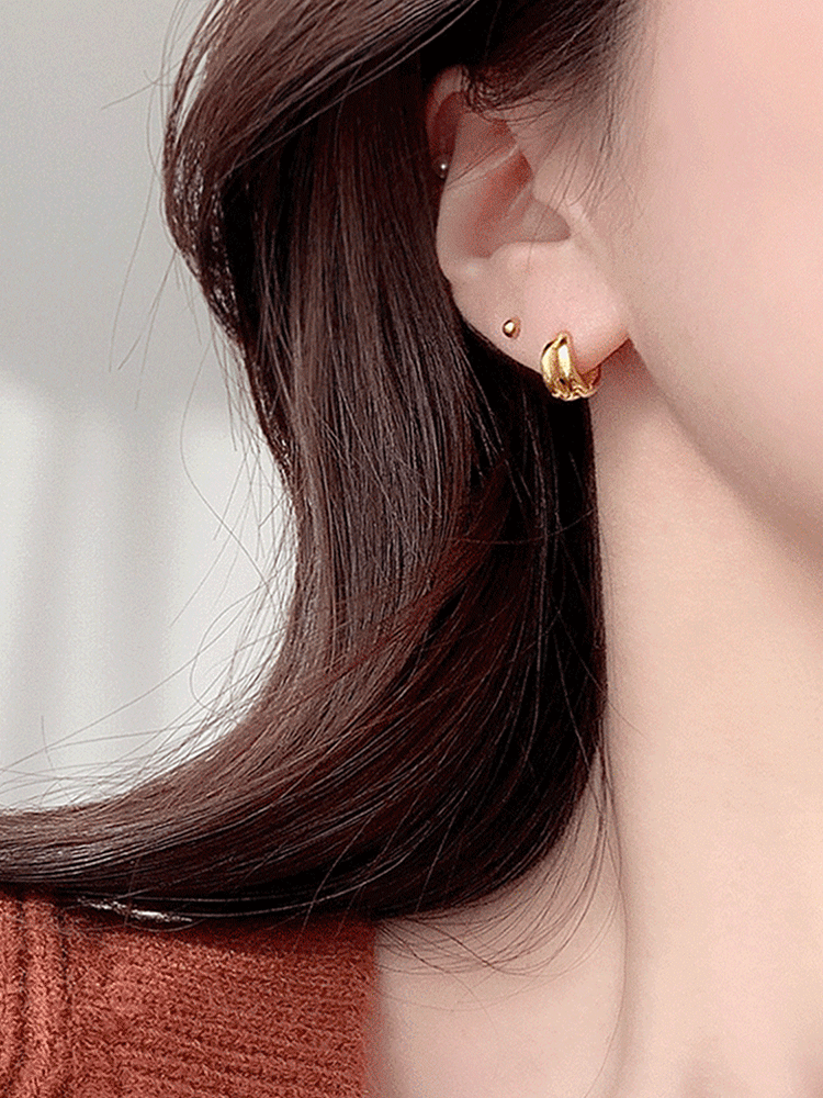 925 silver symbol one-touch earring (원터치) (+14k gold plating)