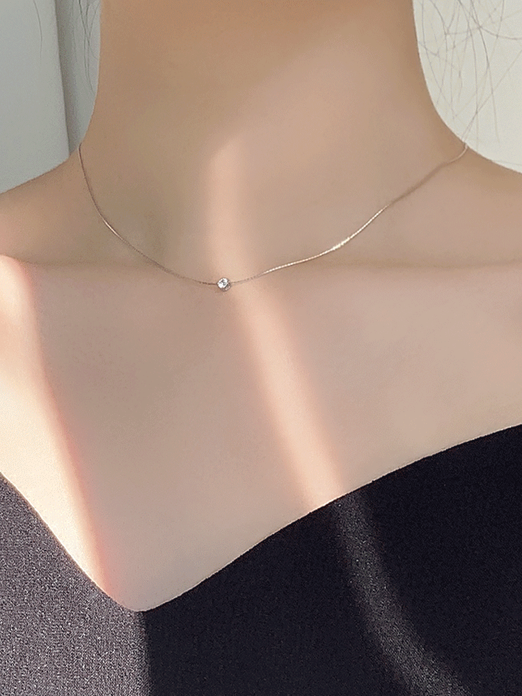 925 silver 3mm cubic glossy chain necklace (3colors)