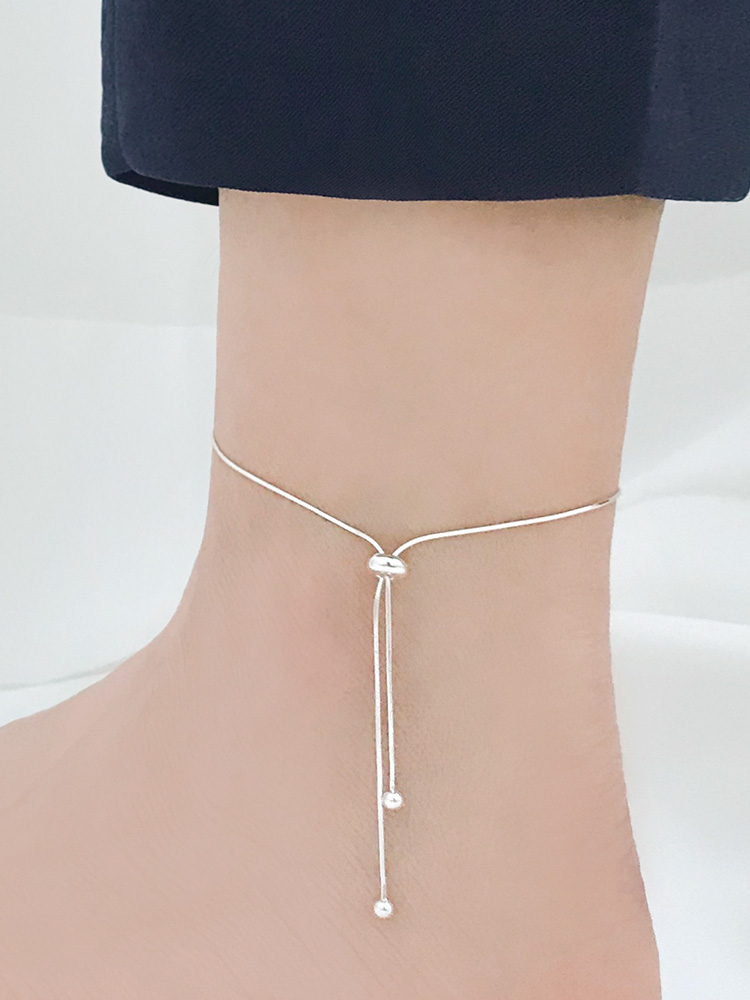 925 silver donut silk chain anklet (free size) (발찌)