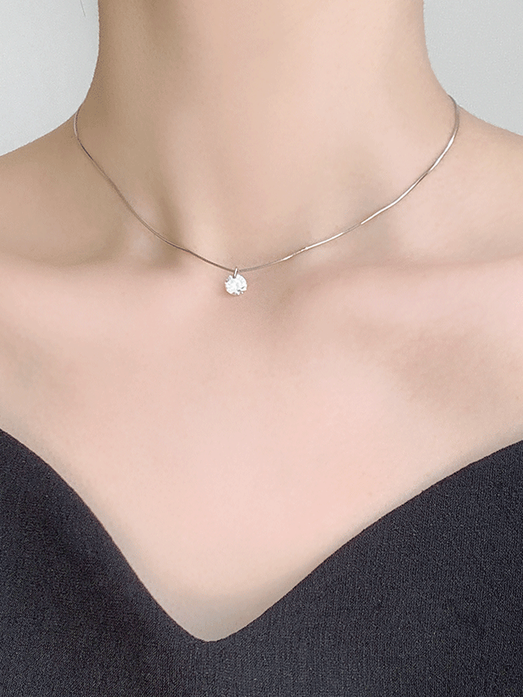 925 silver crystal silk chain classic necklace (스왈크리스탈)