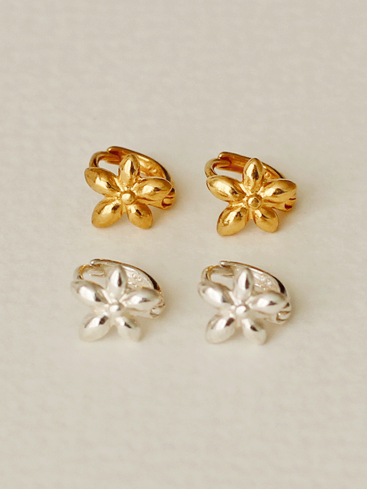 925 silver baby flower one-touch earring (원터치)
