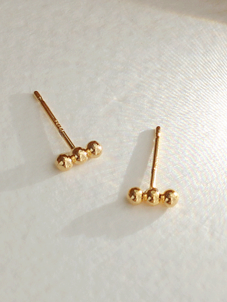 925 silver 3-ball earring (+14k gold plating)