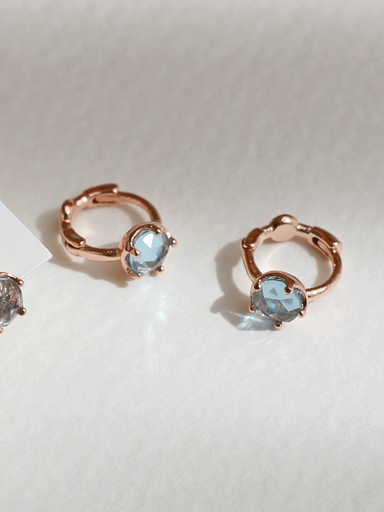925 silver aquamarine one-touch earring (아쿠아마린/원터치)