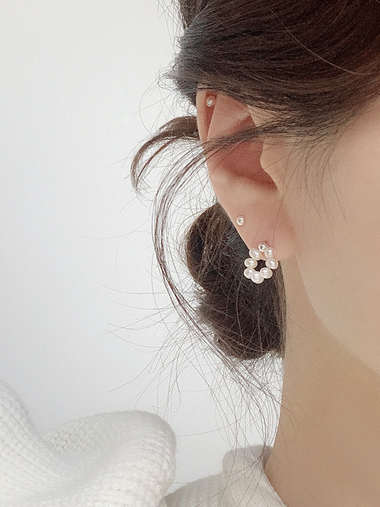 925 silver pearl link earring (담수진주)