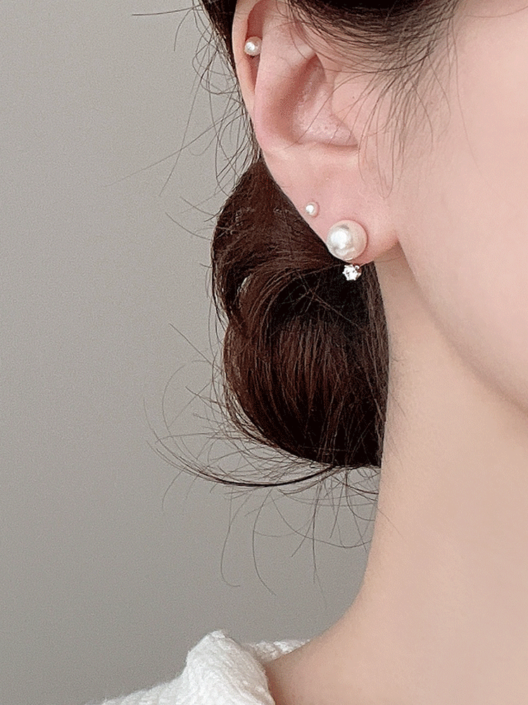 925 silver 8mm pearl cubic earring (스왈진주/투웨이)