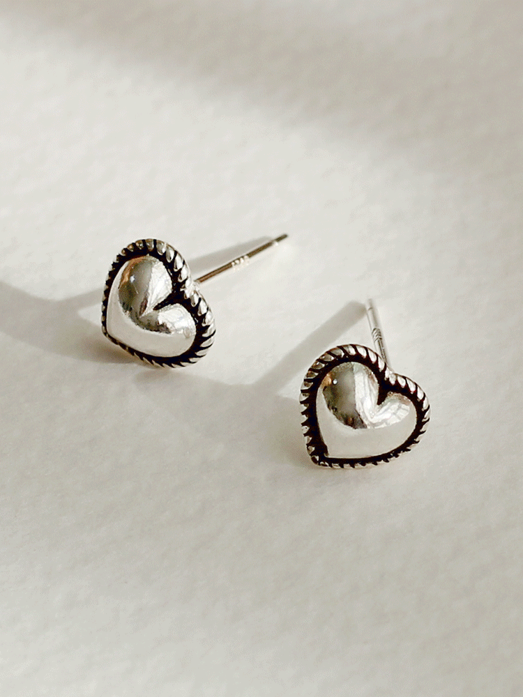 925 silver antique heart earring (유화)