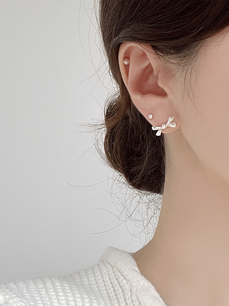 [*72시간할인적용] 925 silver jane ribbon pearl earring (2colors)