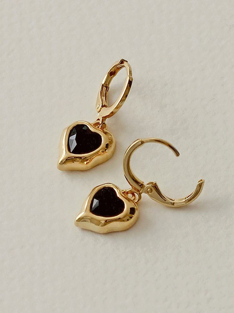 black heart one-touch earring (원터치)