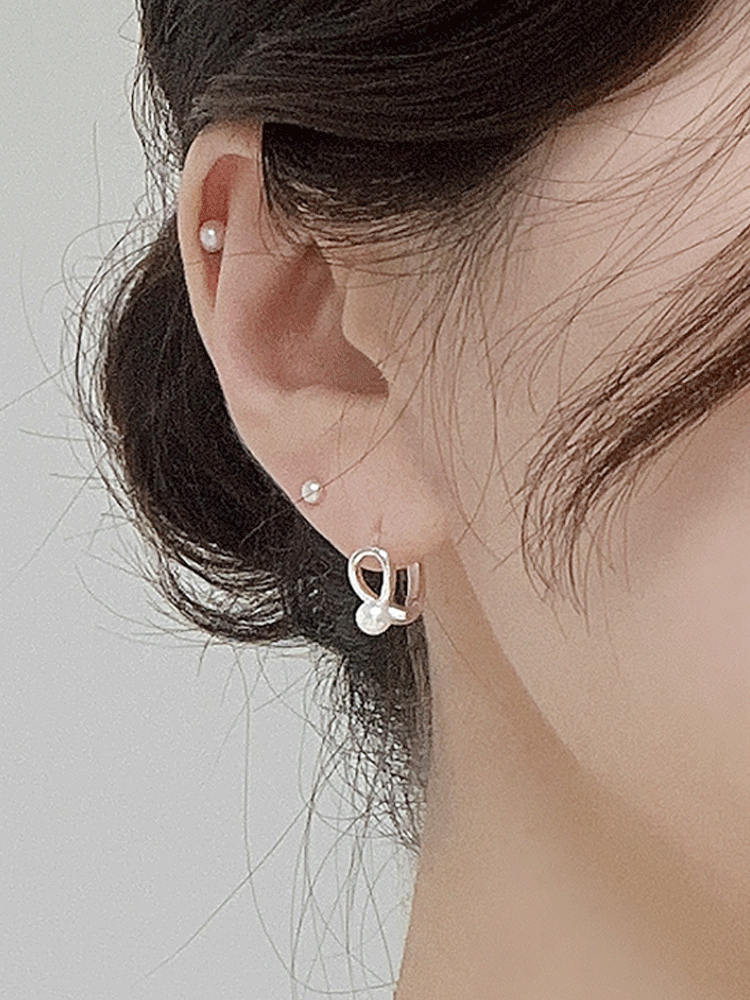 925 silver fave pearl one-touch earring (스왈진주/원터치)