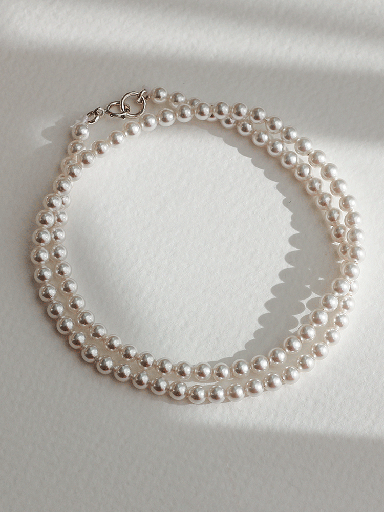 925 silver classic 4mm pearl necklace (스왈진주)