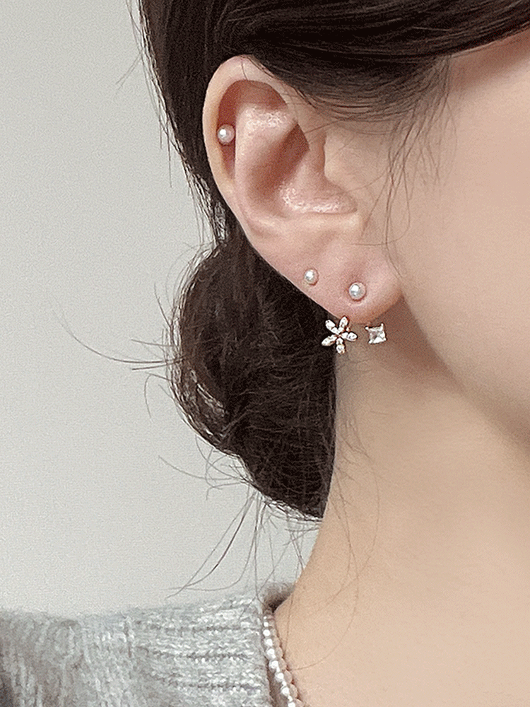 [*당일] flower pearl earring (투웨이/티타늄침) 10차 재입고