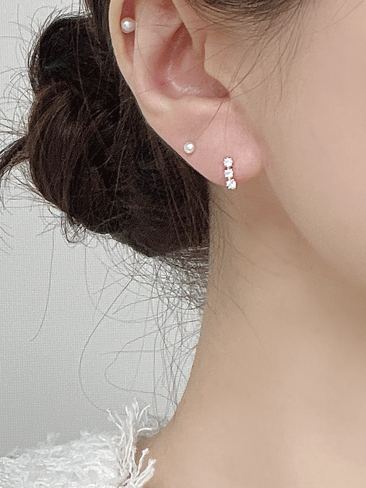 925 silver moment cubic one-touch earring (원터치)