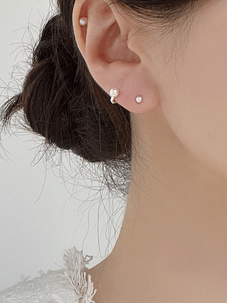 925 silver 4mm pearl one-touch earring (원터치)