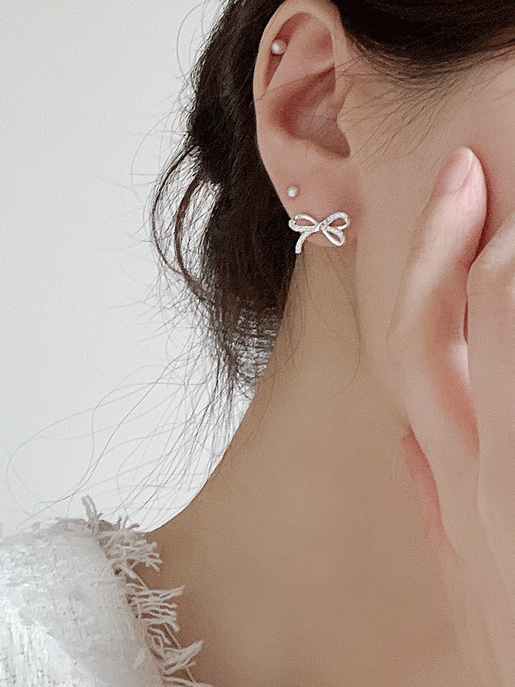 925 silver classy cubic ribbon earring