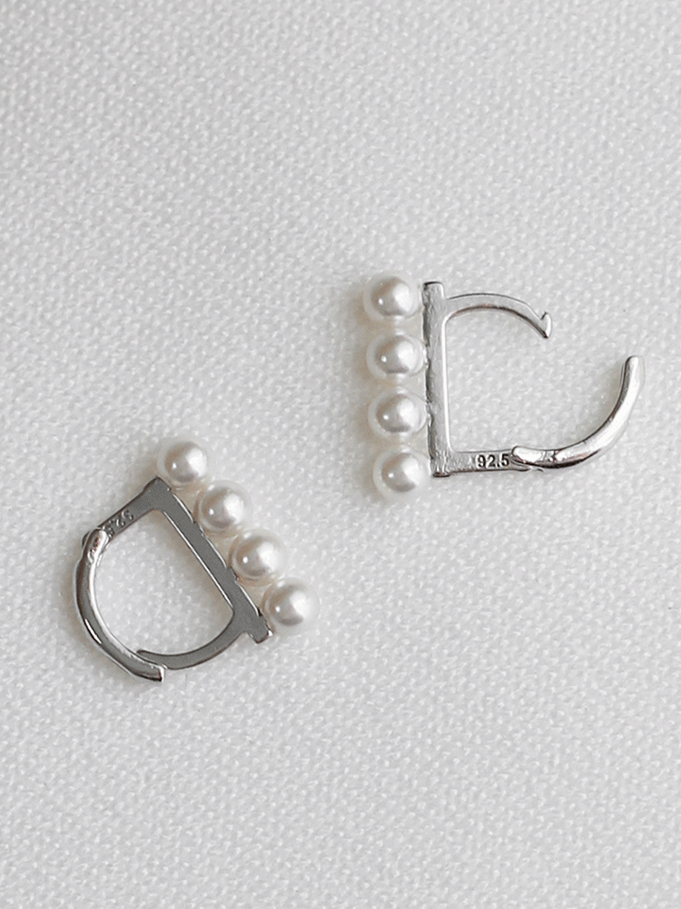 925 silver 4 pearl one-touch earring (스왈진주/원터치)